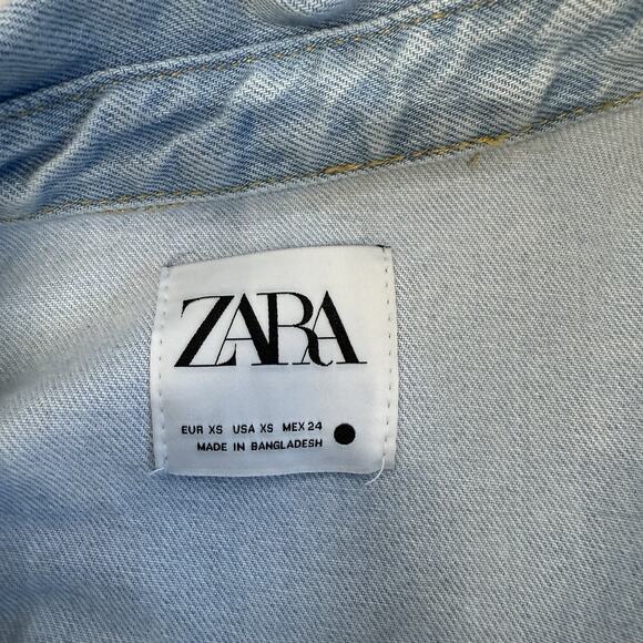 Zara Denim Shacket Shirt Jacket Womens Size XS Oversized Light Blue Button Up - Picture 5 of 8